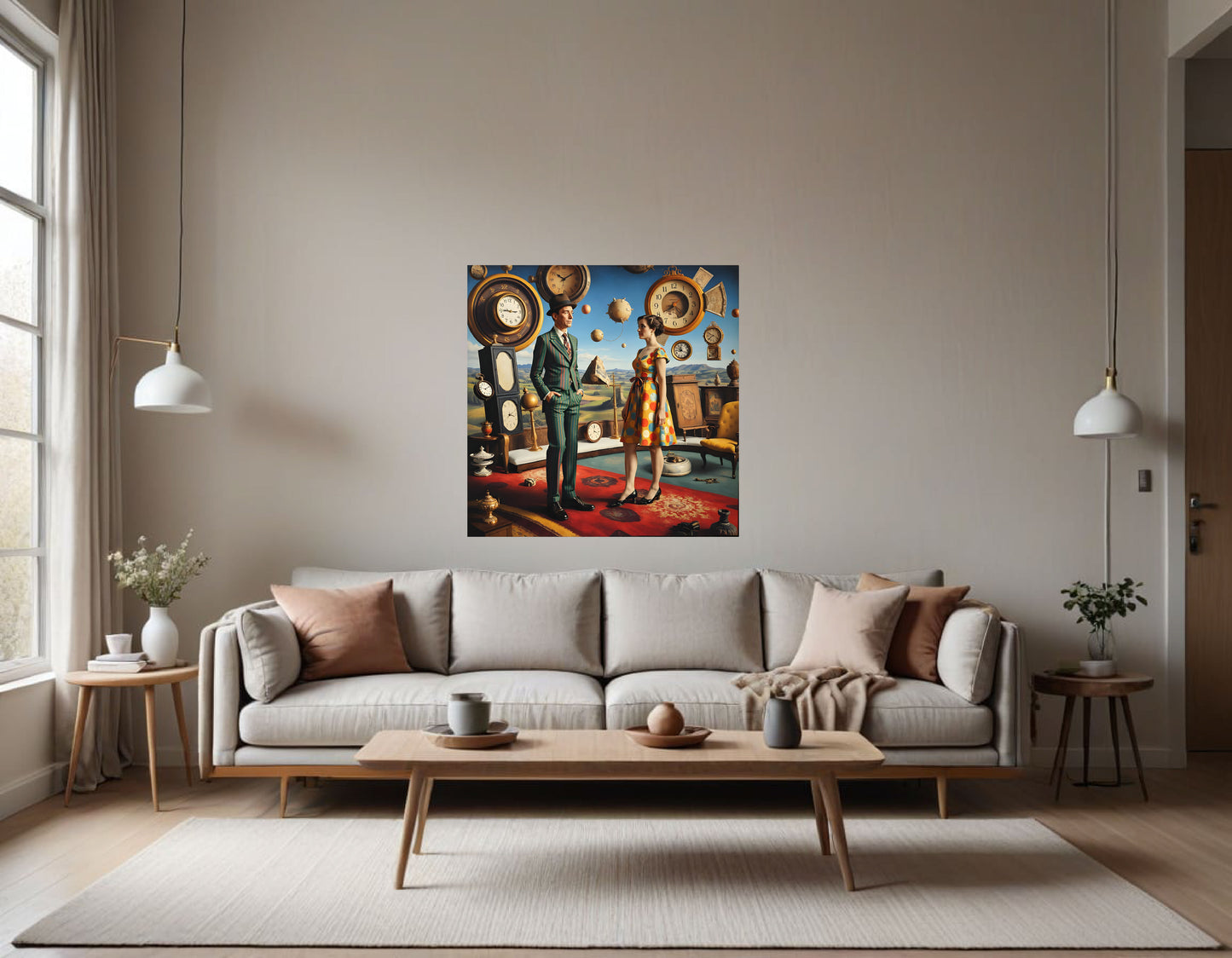 Man and Woman with Clocks