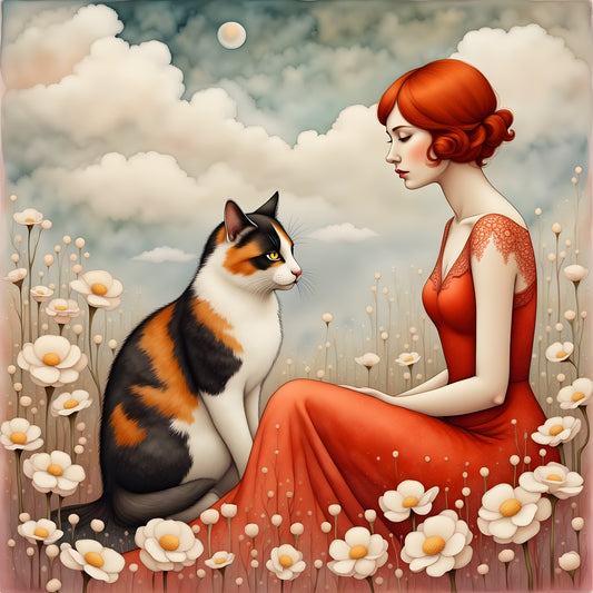 Young Woman and Cat