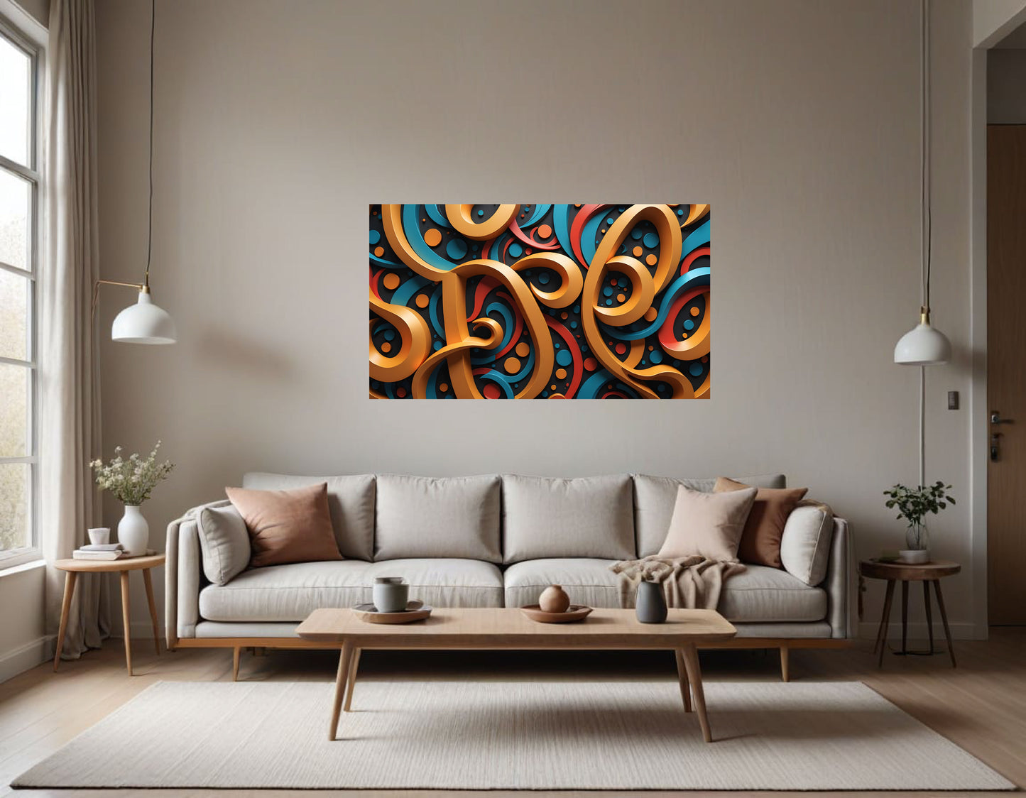 Abstract - Gold Blue and Red