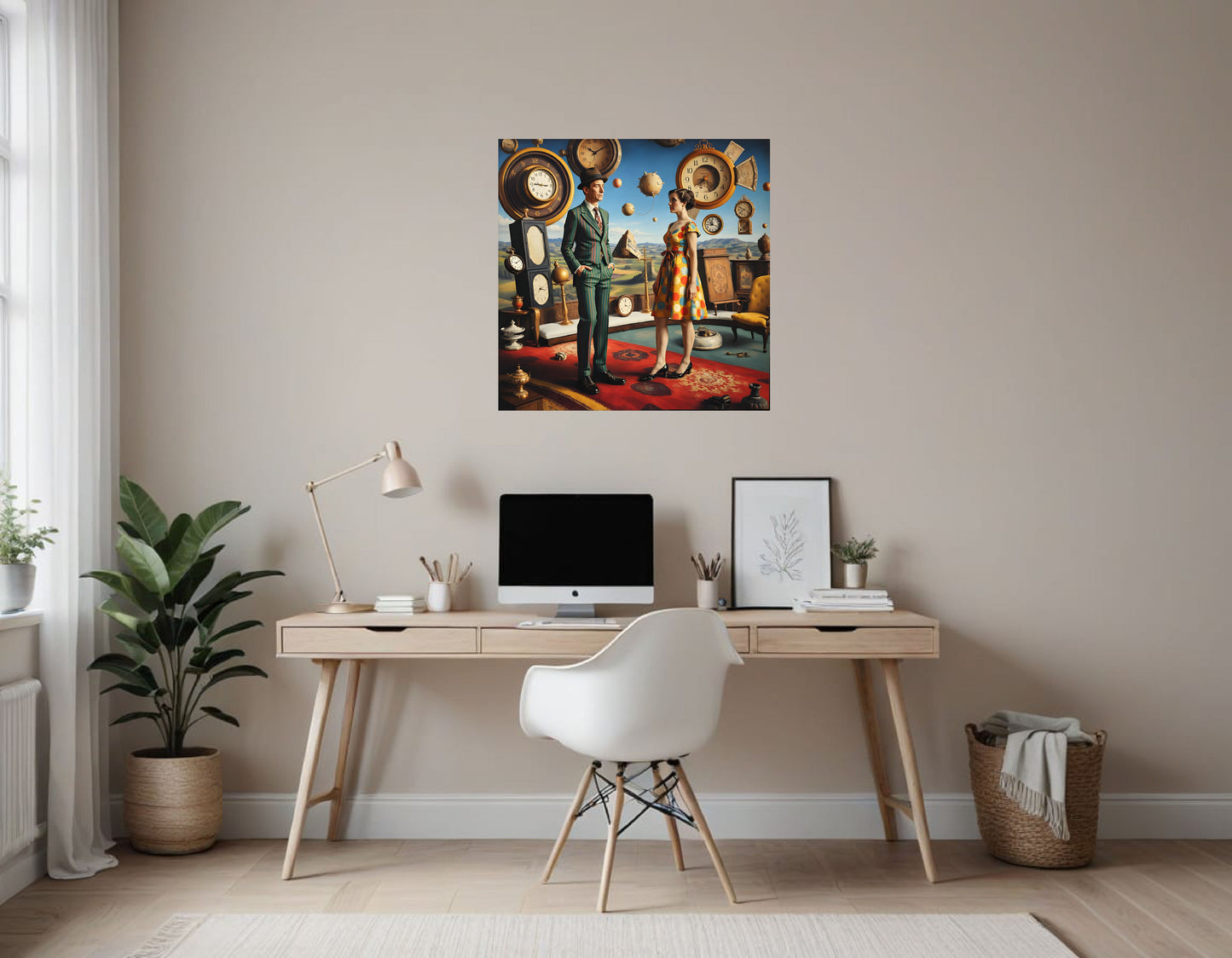 Man and Woman with Clocks