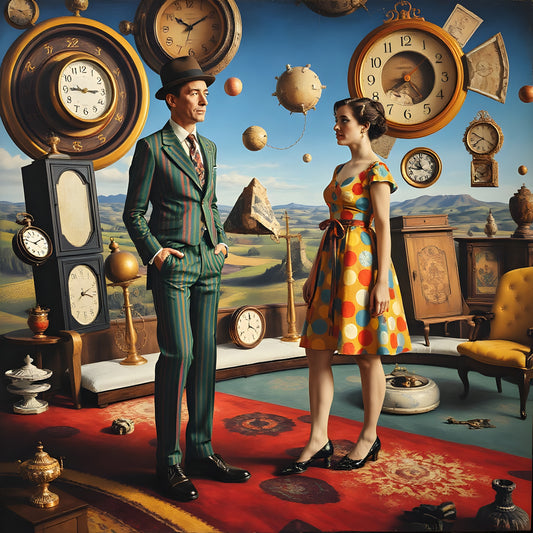 Man and Woman with Clocks