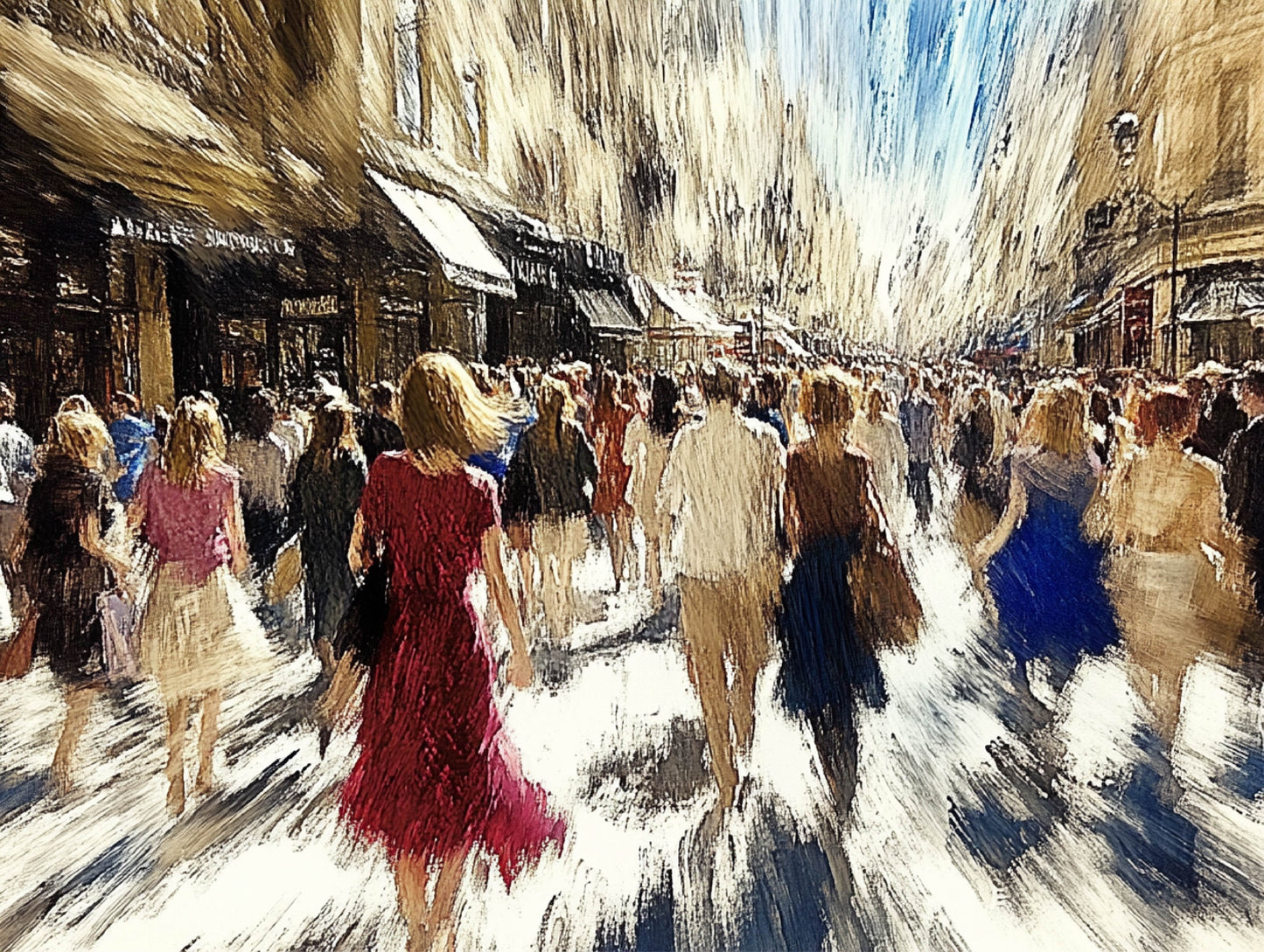 Red Woman in a Crowd 2