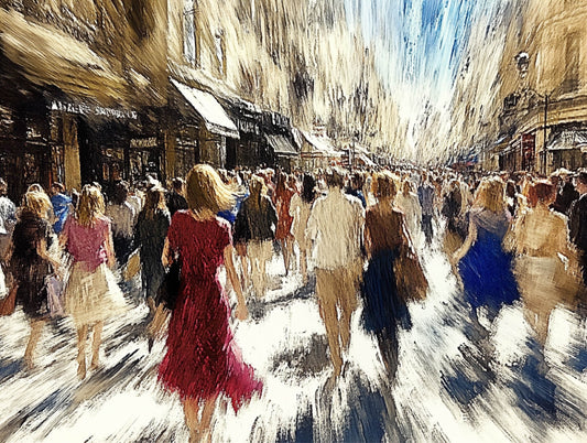 Red Woman in a Crowd 2